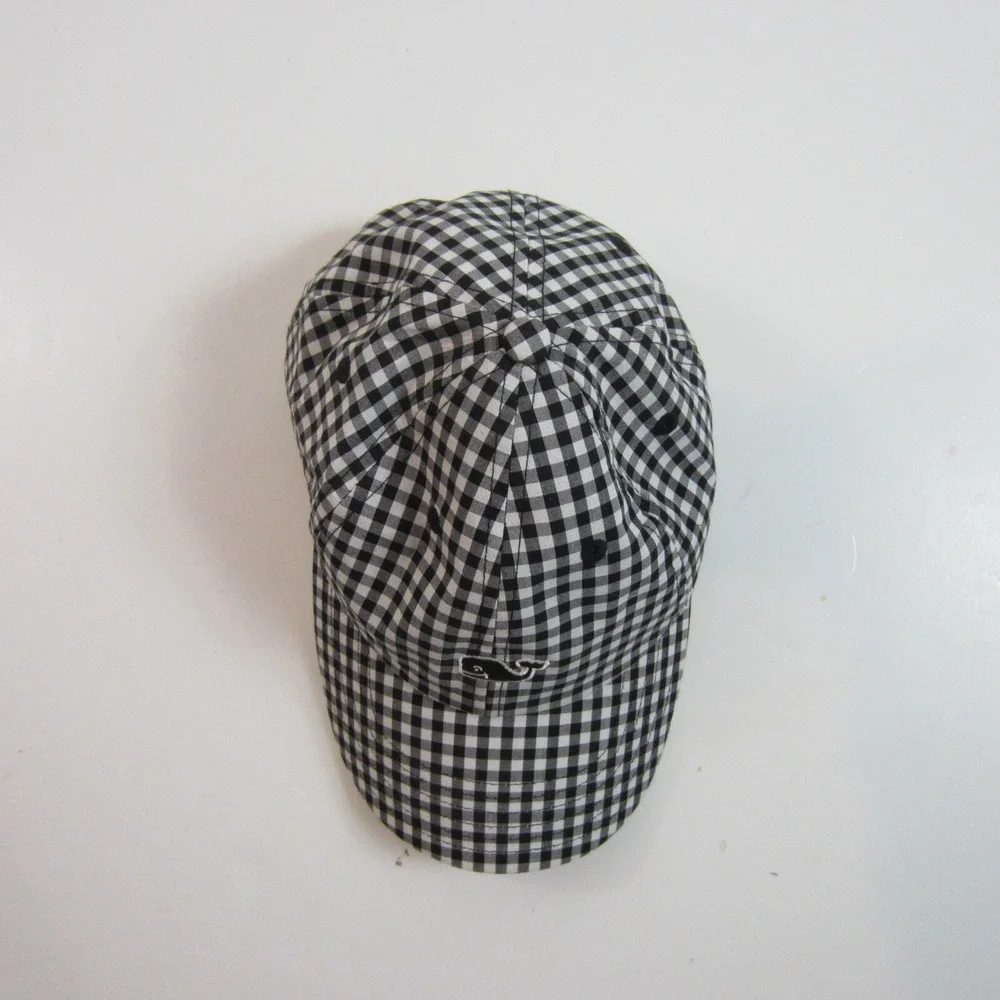 vineyard vines girl's gingham hat black white